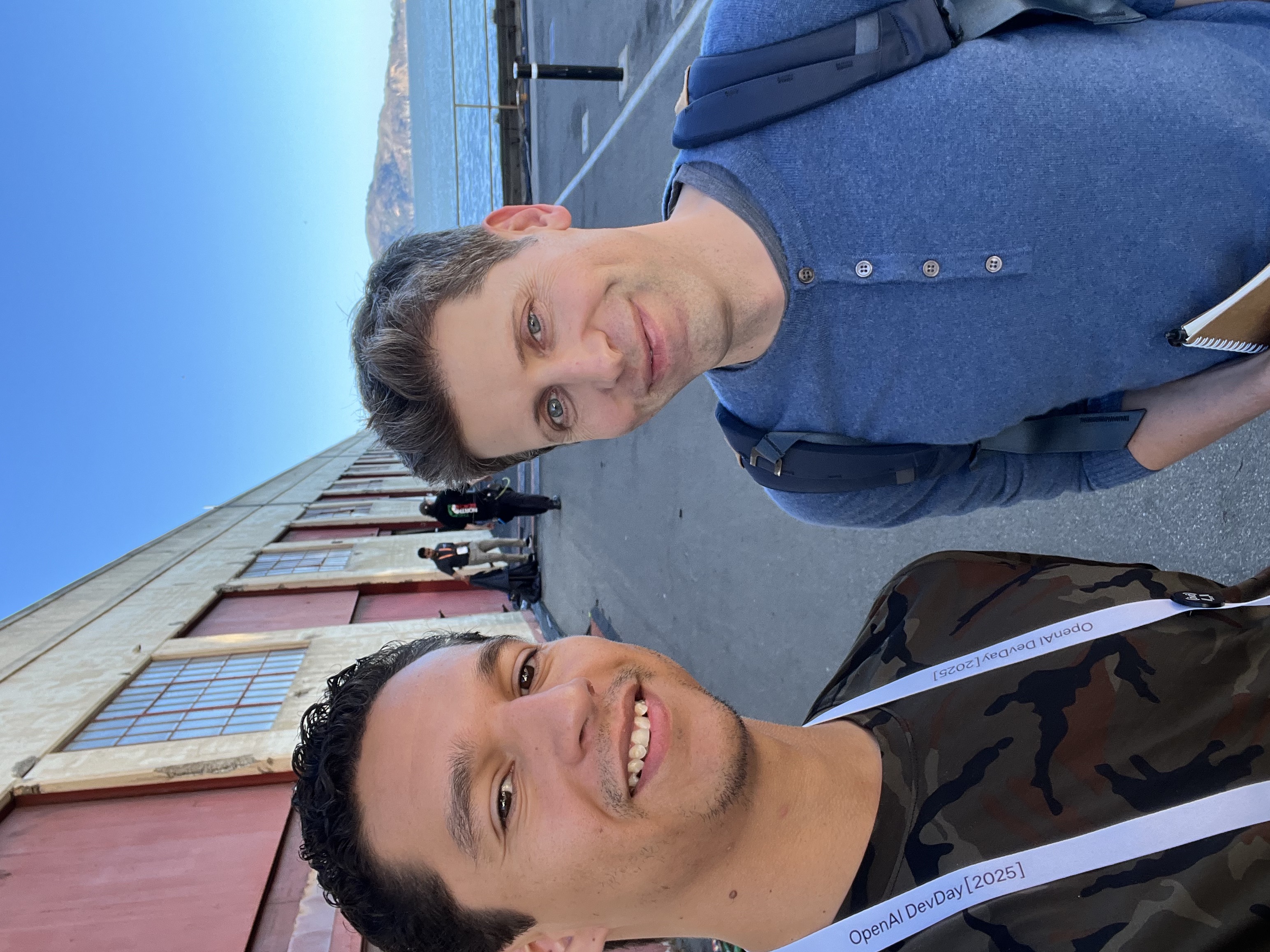 Jacob Lopez with Sam Altman at OpenAI DevDay