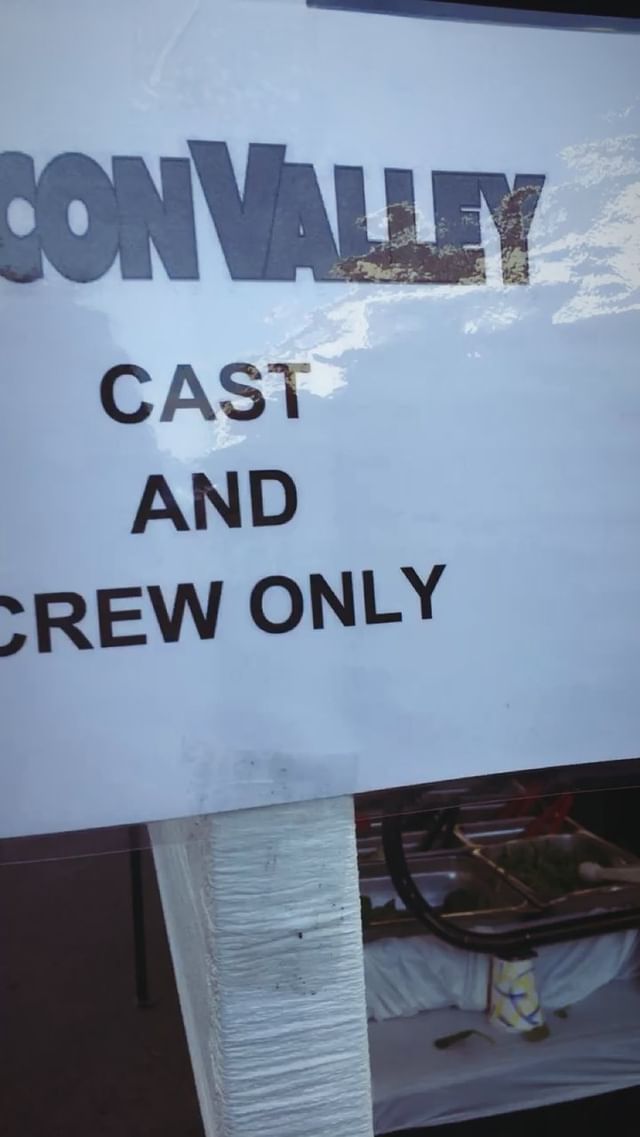 Cast and crew only sign posted for a television production.
